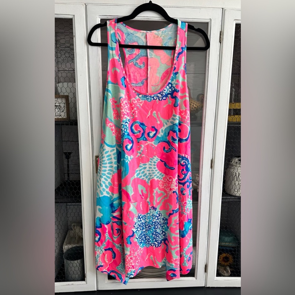 Lilly Pulitzer Melle Pink and Blue Patterned Dress